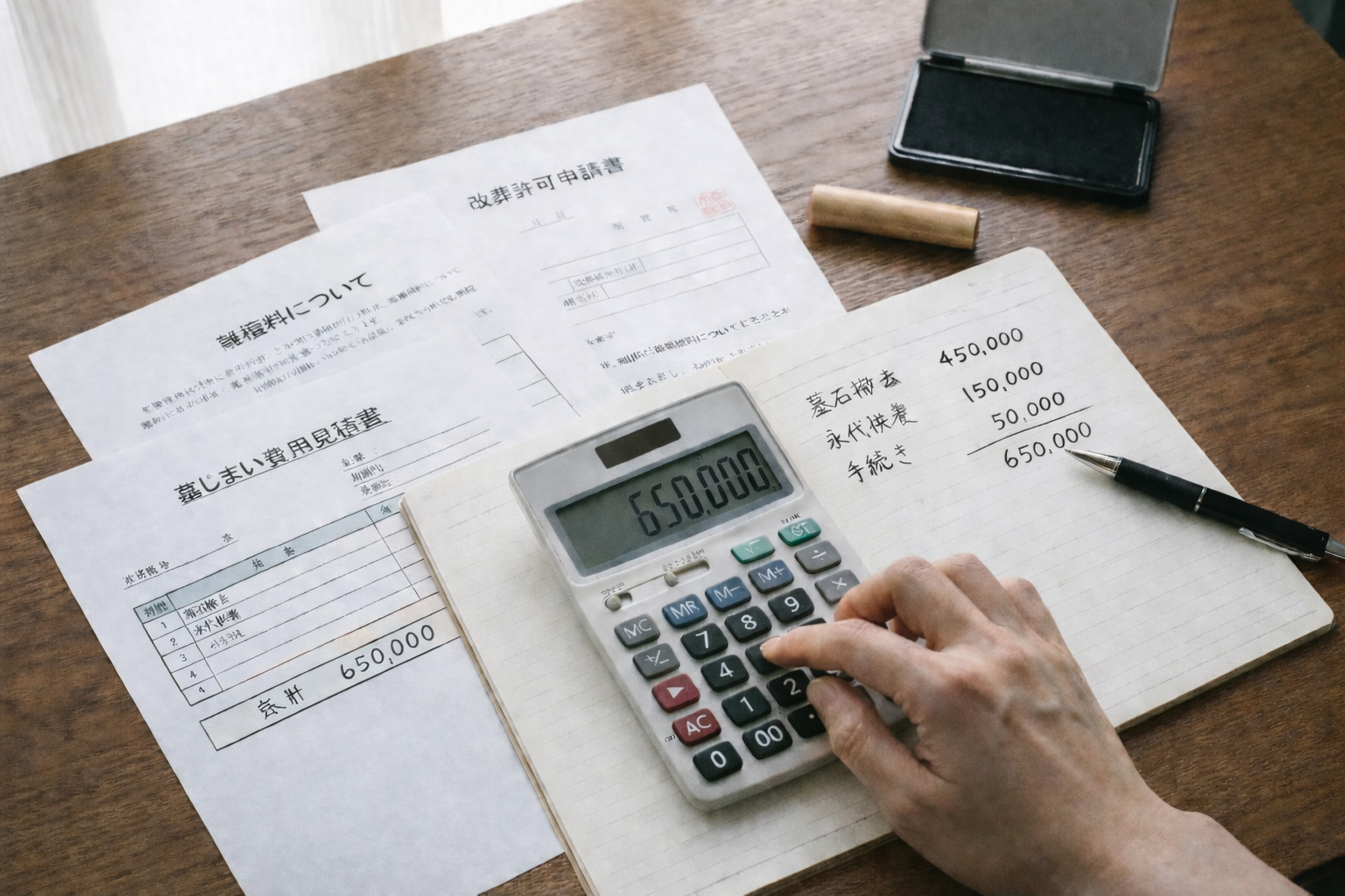 費用計算のイメージ - 電卓と書類