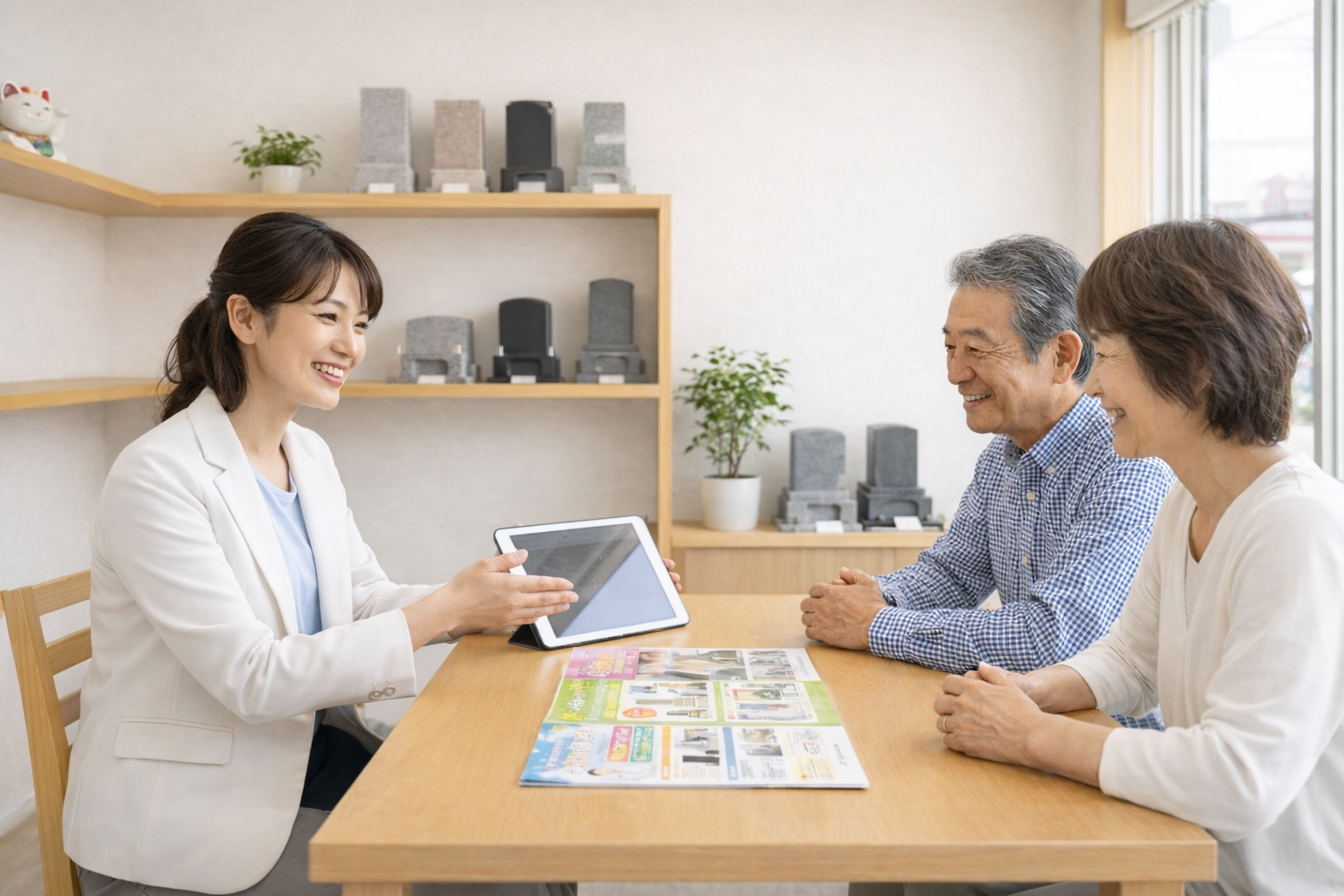 石材店での相談風景